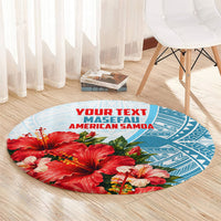 Personalized American Samoa Masefau Round Carpet Hibiscus Tropical Floral Whale Polynesian Tribal Pattern TS04 - Polynesian Pride