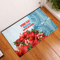 Personalized American Samoa Masefau Rubber Doormat Hibiscus Tropical Floral Whale Polynesian Tribal Pattern TS04 - Polynesian Pride