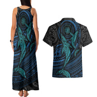 Polynesian Whale Couples Matching Tank Maxi Dress and Hawaiian Shirt TS04 - Polynesian Pride