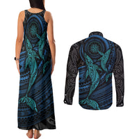 Polynesian Whale Couples Matching Tank Maxi Dress and Long Sleeve Button Shirts TS04 - Polynesian Pride