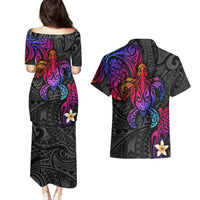 Turtle and Plumeria - Polynesian Couples Matching Puletasi Dress and Hawaiian Shirt TS04 - Polynesian Pride