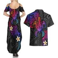 Turtle and Plumeria - Polynesian Couples Matching Summer Maxi Dress and Hawaiian Shirt TS04 - Polynesian Pride