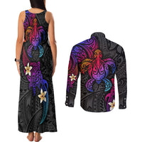 Turtle and Plumeria - Polynesian Couples Matching Tank Maxi Dress and Long Sleeve Button Shirts TS04 - Polynesian Pride
