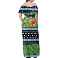 Micronesia Christmas Family Matching Off Shoulder Maxi Dress and Hawaiian Shirt with Santa Turtle Coral Reef and Holiday Ocean Pattern TS04 - Polynesian Pride