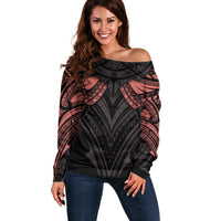 Feminine Polynesian Off Shoulder Sweater Mandala Tattoo Style TS04 Women Black - Polynesian Pride
