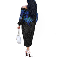 Polynesian Ray Pattern Off The Shoulder Long Sleeve Dress TS04 - Polynesian Pride