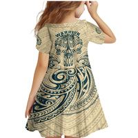 Polynesian Family Matching Mermaid Dress and Hawaiian Shirt Warrior Skull with Tribal Patterns Tattoo Design TS04 - Polynesian Pride