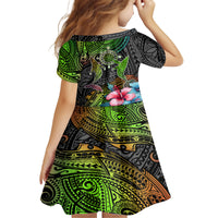 Polynesian Kid Short Sleeve Dress Whales and Compass Gradient Pattern TS04 - Polynesian Pride