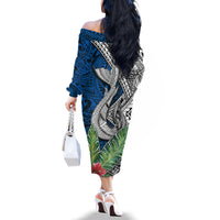 Polynesian Family Matching Off Shoulder Long Sleeve Dress and Hawaiian Shirt Whale Pattern and Hibiscus Flowers TS04 - Polynesian Pride