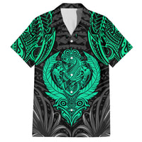 Polynesian Family Matching Tank Maxi Dress and Hawaiian Shirt Abstract Tiki TS04 Dad's Shirt - Short Sleeve Black Yellow - Polynesian Pride