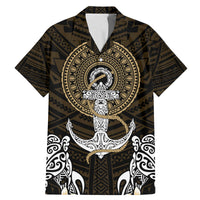 Polynesian Swordfish Family Matching Mermaid Dress and Hawaiian Shirt with Anchor Pattern and Tribal Turtle TS04 Dad's Shirt - Short Sleeve Multicolor - Polynesian Pride