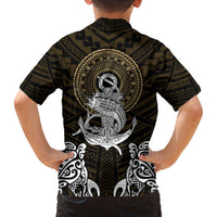 Polynesian Swordfish Family Matching Puletasi Dress and Hawaiian Shirt with Anchor Pattern and Tribal Turtle TS04 - Polynesian Pride