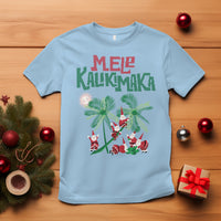 Mele Kalikimaka Santa Climb Palm Tree Hawaiian Christmas T Shirt TS09 Light Blue - Polynesian Pride
