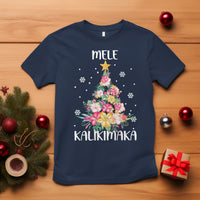 Mele Kalikimaka Hawaiian Christmas Tree Tropical Flower T Shirt TS09 Navy - Polynesian Pride