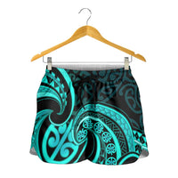 Turquoise New Zealand Mangopare Shorts for Women Aotearoa Maori Koru Style LT14 - Polynesian Pride