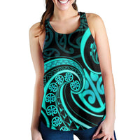 Turquoise New Zealand Mangopare Women Racerback Tank Aotearoa Maori Koru Style LT14 - Polynesian Pride