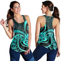 Turquoise New Zealand Mangopare Women Racerback Tank Aotearoa Maori Koru Style LT14 - Polynesian Pride