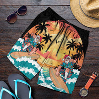Vintage Santa Claus Surfing Summer Shorts for Men Mele Kalikimaka i Iulai!