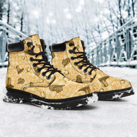 Yellow Palaka Hawaii Cowboy All Season Boots Puakenikeni Lei Paniolo Papale Seamless Vibes LT14 - Polynesian Pride
