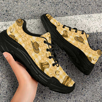 Yellow Palaka Hawaii Cowboy Chunky Sneakers Puakenikeni Lei Paniolo Papale Seamless Vibes LT14 - Polynesian Pride