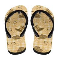 Yellow Palaka Hawaii Cowboy Flip Flops Puakenikeni Lei Paniolo Papale Seamless Vibes LT14 - Polynesian Pride