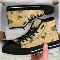 Yellow Palaka Hawaii Cowboy High Top Shoes Puakenikeni Lei Paniolo Papale Seamless Vibes LT14 Yellow - Polynesian Pride