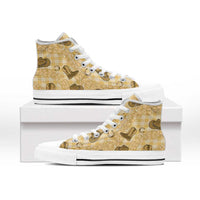 Yellow Palaka Hawaii Cowboy High Top Shoes Puakenikeni Lei Paniolo Papale Seamless Vibes LT14 - Polynesian Pride