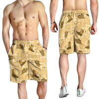 Yellow Palaka Hawaii Cowboy Shorts for Men Puakenikeni Lei Paniolo Papale Seamless Vibes LT14 - Polynesian Pride