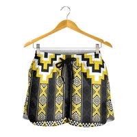 Yellow Taniko Aotearoa Shorts for Women Niho Taniwha Mix Poutama