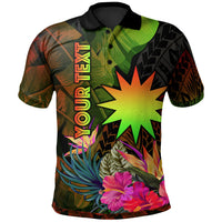 Nauru Polynesian Custom Polo Hibiscus and Banana Leaves Unisex Reggae - Polynesian Pride