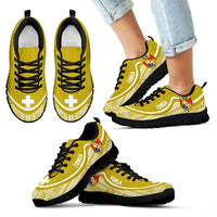 Tonga Wave Sneakers - Polynesian Pattern White Gold Color Kid's Sneakers - Black - Tonga Black - Polynesian Pride