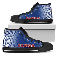 Samoa High Top Shoes - Polynesian Fog Blue Unisex Black - Polynesian Pride
