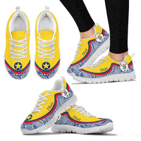 Niue Wave Sneakers - Polynesian Pattern Women's Sneakers - White - Niue White - Polynesian Pride