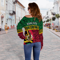 Vanuatu Dreamy Off Shoulder Sweater Flag and Pattern LT13 - Polynesian Pride