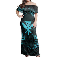 Matching Dress and Hawaiian Shirt Polynesian Turtle Hammerhead Shark Ray Kanaka Hawaii Circle Blue RLT14 - Polynesian Pride
