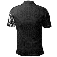 Polynesian Pride Apparel Maori Tangaroa Tattoo New Zealand Polo Shirt White - Polynesian Pride