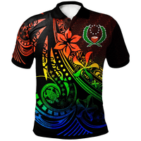 Polynesian Pride Apparel Pohnpei Polo Shirt The Flow Of The Ocean Rainbow Color Unisex Rainbow - Polynesian Pride