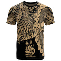 New Caledonia Polynesian T Shirt Tribal Wave Tattoo Gold Unisex Gold - Polynesian Pride