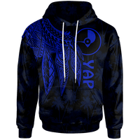 Yap Hoodie Polynesian Wings (Blue) Unisex Blue - Polynesian Pride