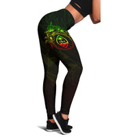 Guam Polynesian Women's Legging - Reggae Turtle Hibiscus Flower Frame Vintage - Polynesian Pride