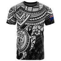 Cook Islands Polynesian T Shirt Cook Islands Flag White Turtle Hibiscus Unisex White - Polynesian Pride