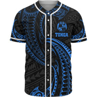 Tonga Polynesian Baseball Shirt - Blue Tribal Wave Unisex Blue - Polynesian Pride