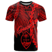 Guam Polynesian T Shirt Tribal Wave Tattoo Red Unisex Red - Polynesian Pride