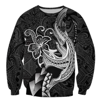Polynesian Shark Tattoo Hawaii Tribal Sweatshirt - LT12 Unisex Black - Polynesian Pride
