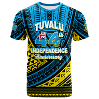 Tuvalu T Shirt 44th Independence Anniversary Tribal Pattern LT12 Unisex Blue - Polynesian Pride
