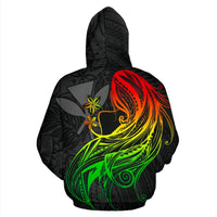 Polynesian Hawaii Hoodie Kanaka Maoli Girl Hair Plumeria - Polynesian Pride