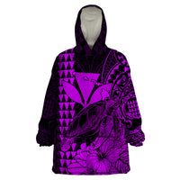 (Custom Personalised) Kakau Polynesian Tribal Hawaiian Turtle with Kanaka Maoli Purple Wearable Blanket Hoodie LT9 Unisex One Size - Polynesian Pride