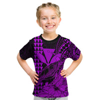 (Custom Personalised) Kakau Polynesian Tribal Hawaiian Turtle with Kanaka Maoli Purple Kid T Shirt LT9 Youth XL Size14 - Polynesian Pride