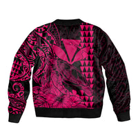 Kakau Polynesian Tribal Hawaiian Turtle with Kanaka Maoli Pink Sleeve Zip Bomber Jacket LT9 - Polynesian Pride