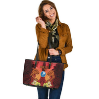 Yap Custom Personalised Large Leather Tote - Tribal Tuna Fish - Polynesian Pride